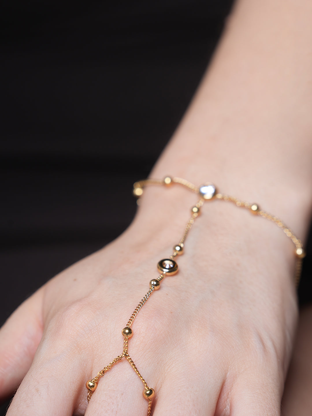 Unique Wrist with Finger Cubic Zircon Bracelet