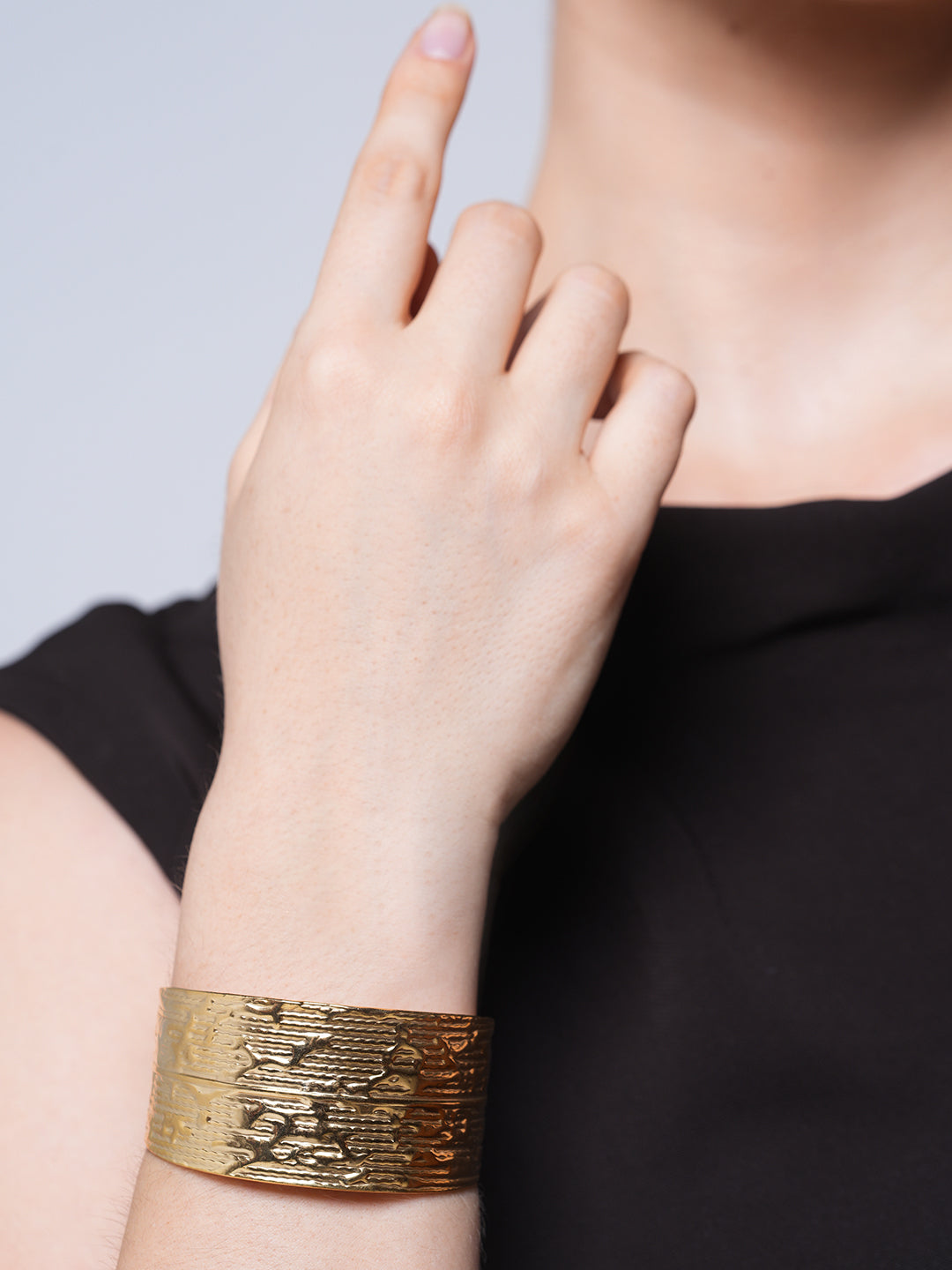 Wide Hammered Bracelet