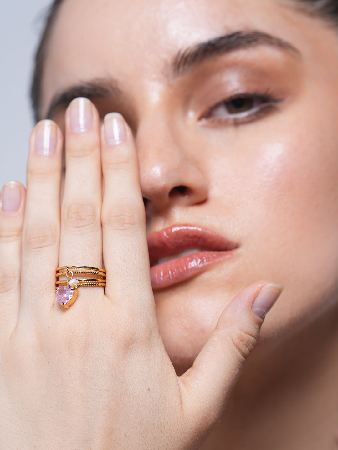 Pink Heart Charm Ring