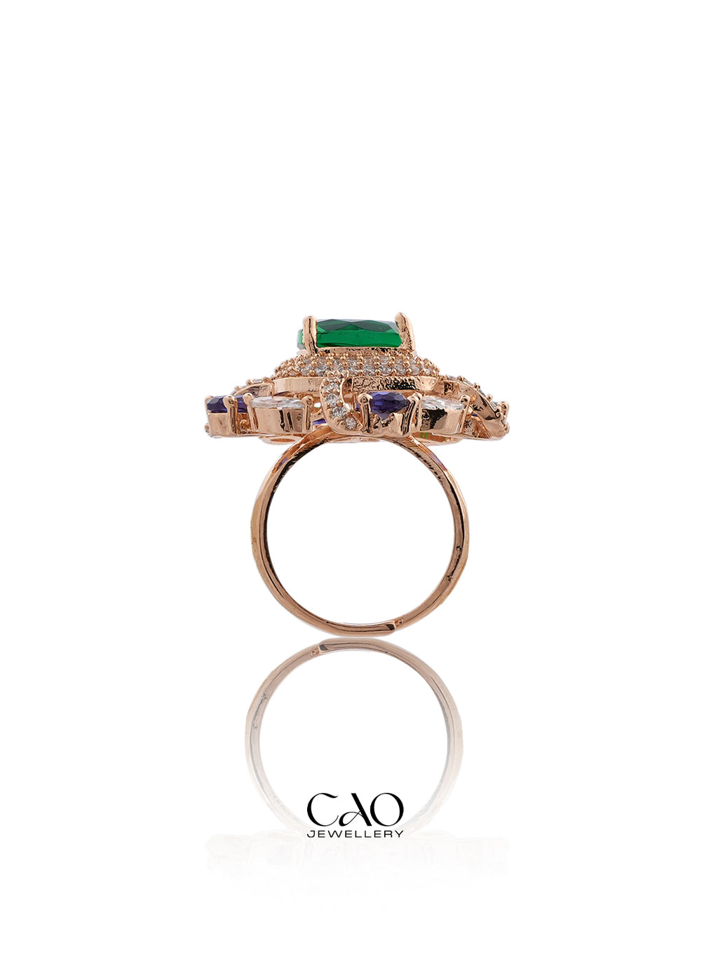 Square Violet Green Ring