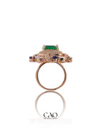Square Violet Green Ring
