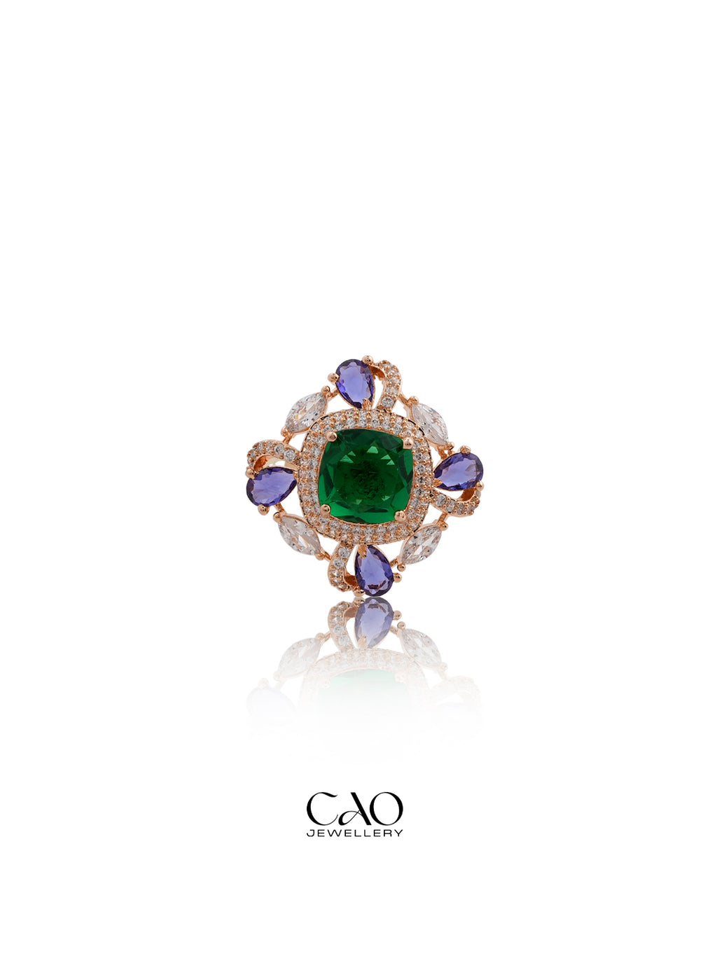 Square Violet Green Ring