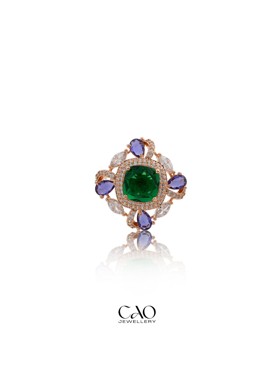 Square Violet Green Ring