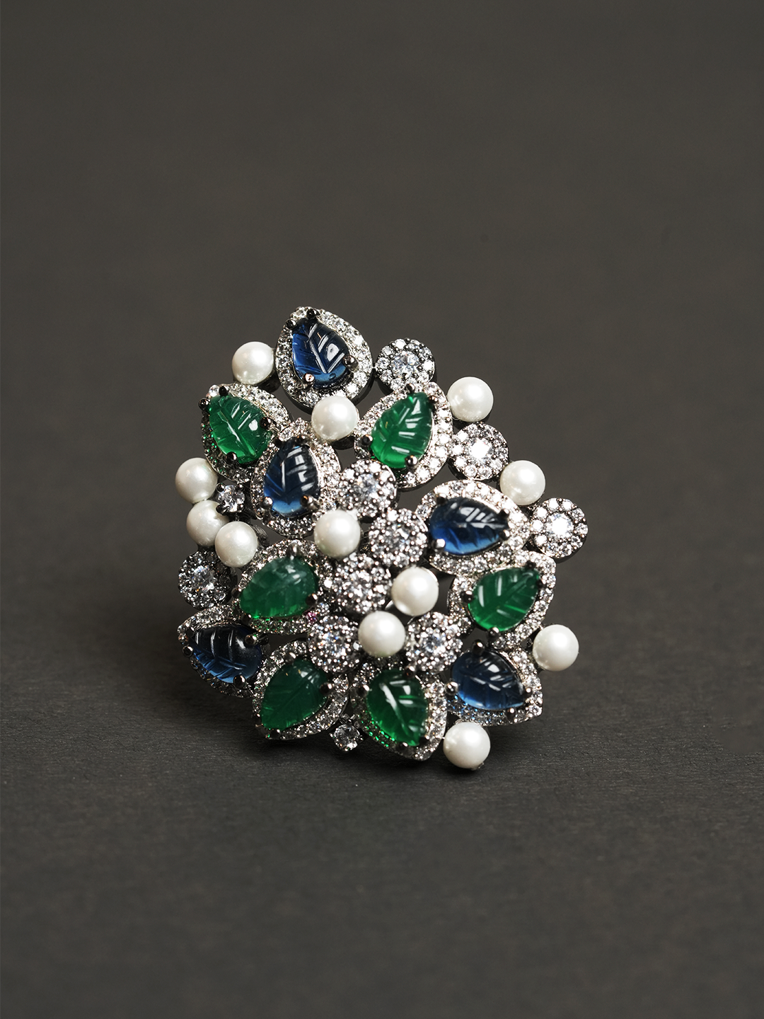 Green Blue Heavy Cocktail Ring