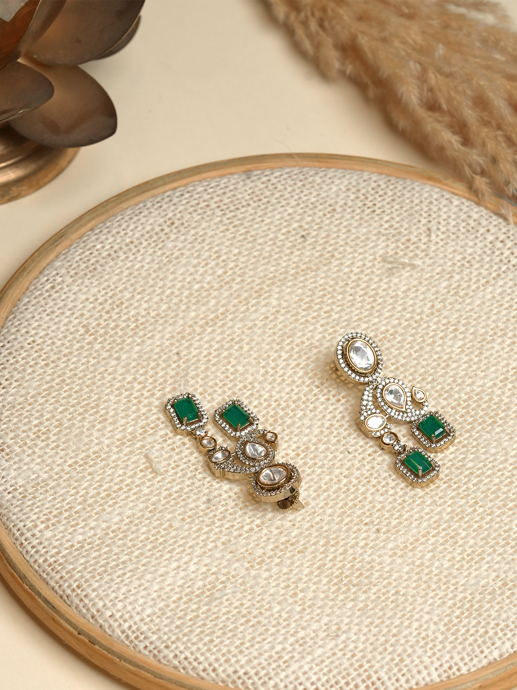 Designer Green Colored Moissanite Earrings