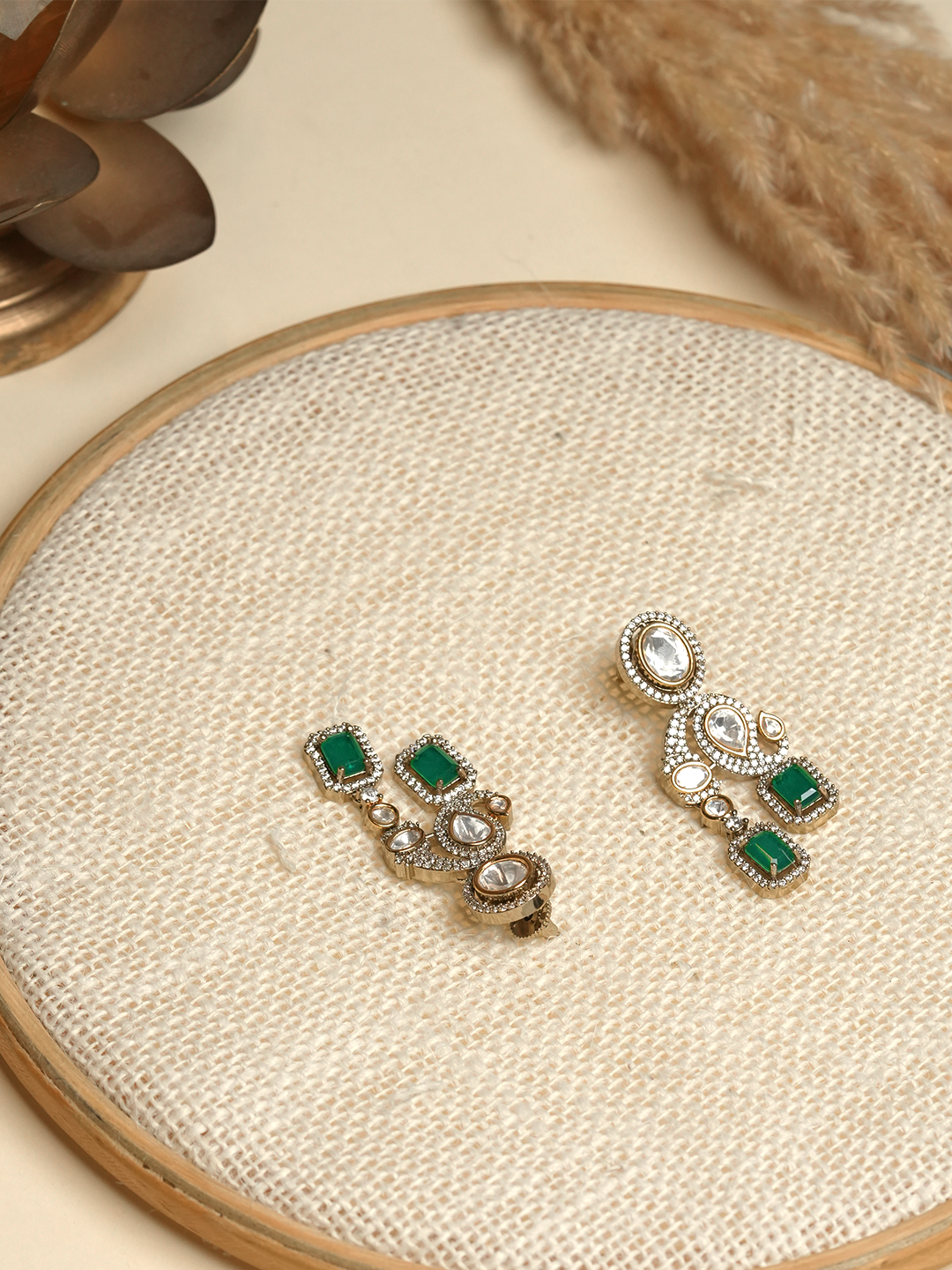 Designer Green Colored Moissanite Earrings