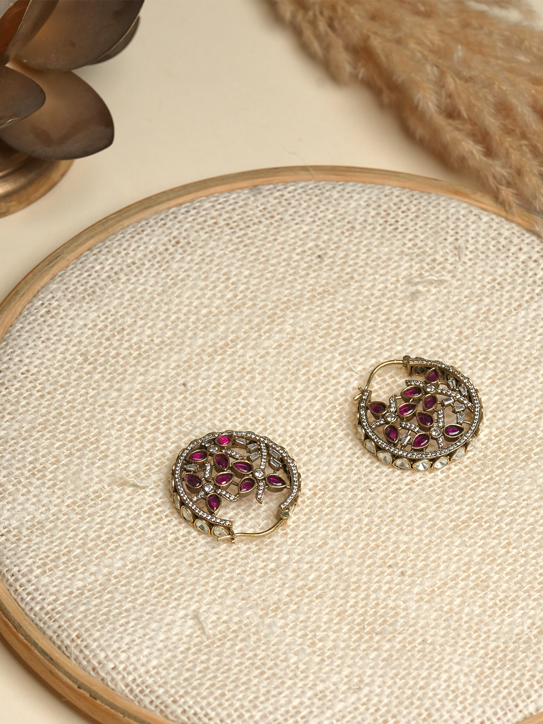 Round Mehendi Polish Earrings