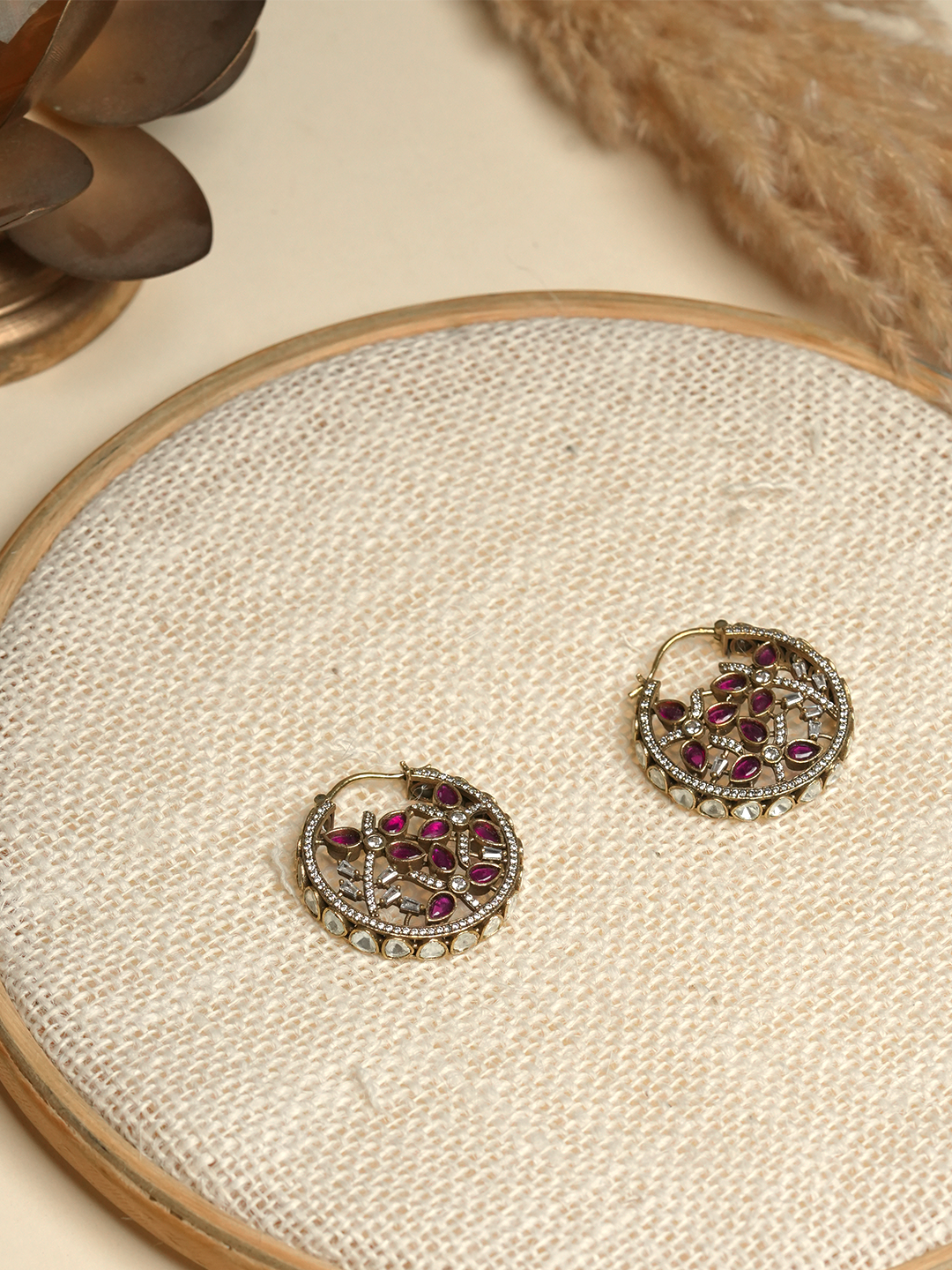 Round Mehendi Polish Earrings