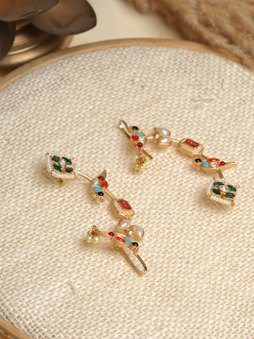 Designer Multicolor Peacock Earcuffs