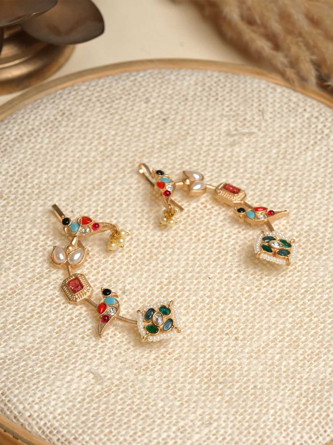 Designer Multicolor Peacock Earcuffs
