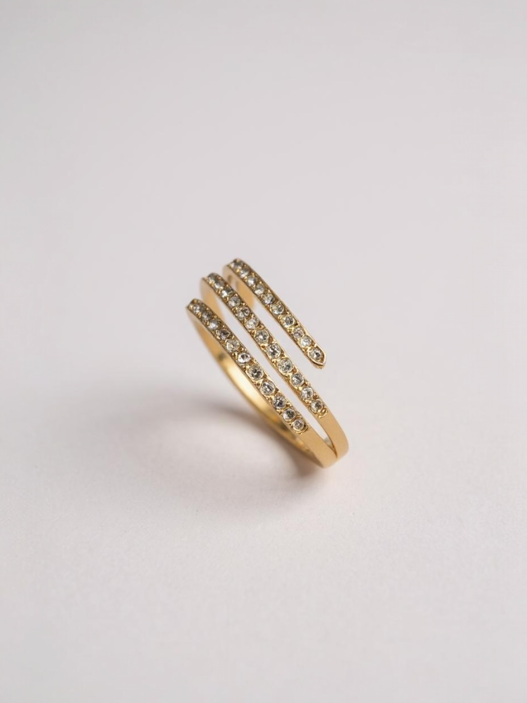 Shiny Cubic Zirconia Geometry Layered Ring Size 7