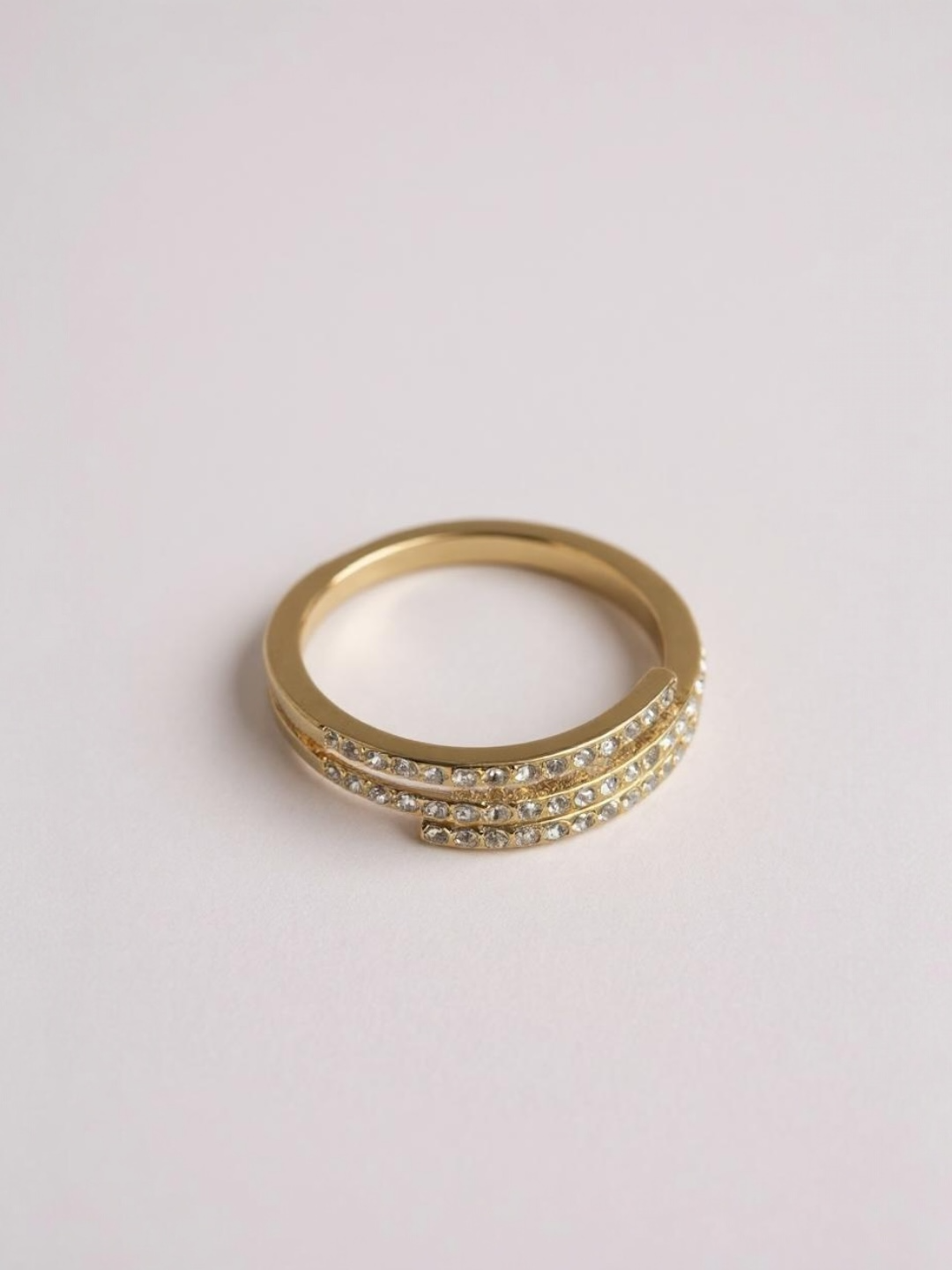 Shiny Cubic Zirconia Geometry Layered Ring Size 7
