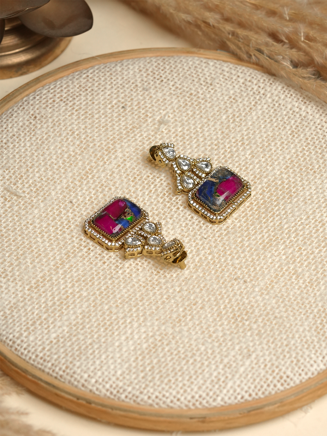 Multicolor Firestone Kundan Earrings