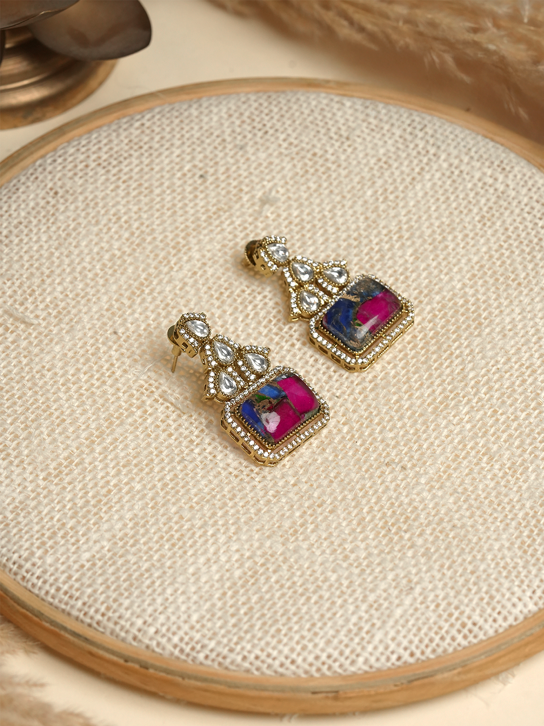 Multicolor Firestone Kundan Earrings