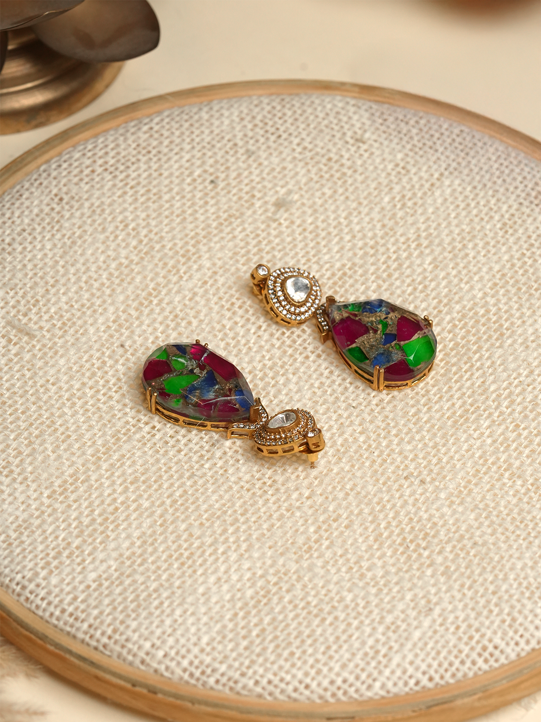 Designer Multicolor Firestone Doublet Earrings