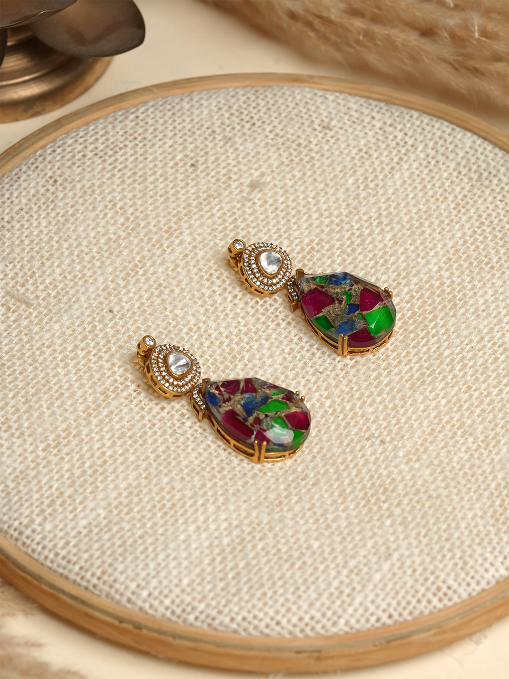 Designer Multicolor Firestone Doublet Earrings