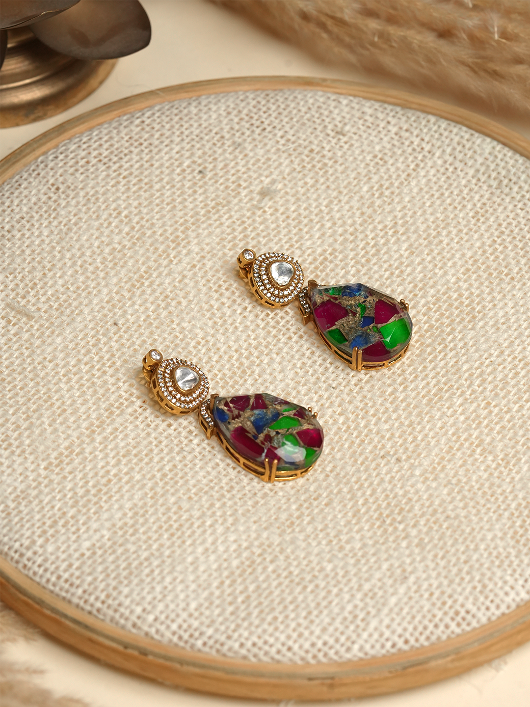 Designer Multicolor Firestone Doublet Earrings