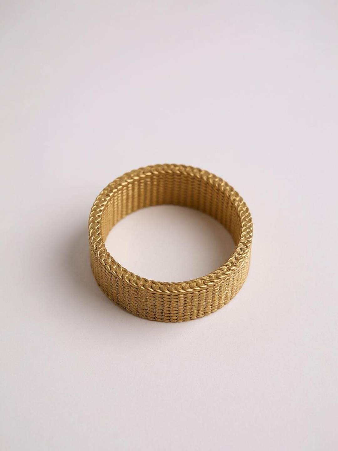 18K Gold Plated 8mm Wide Mesh Finger Ring
