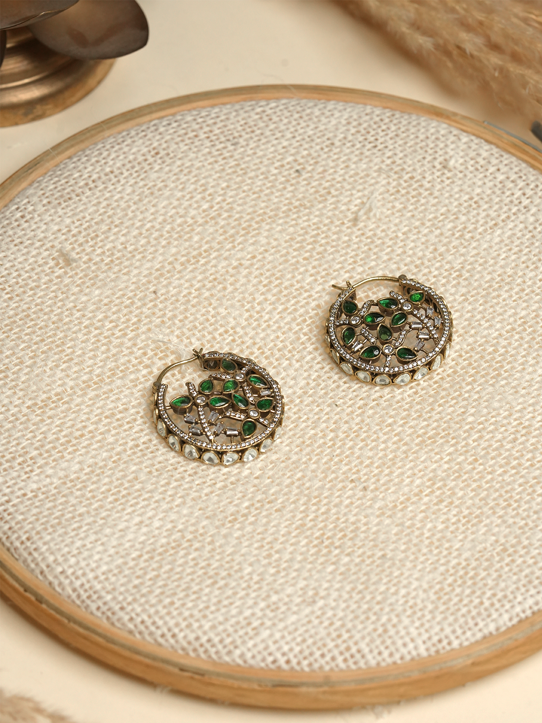 Round Mehendi Polish Earrings