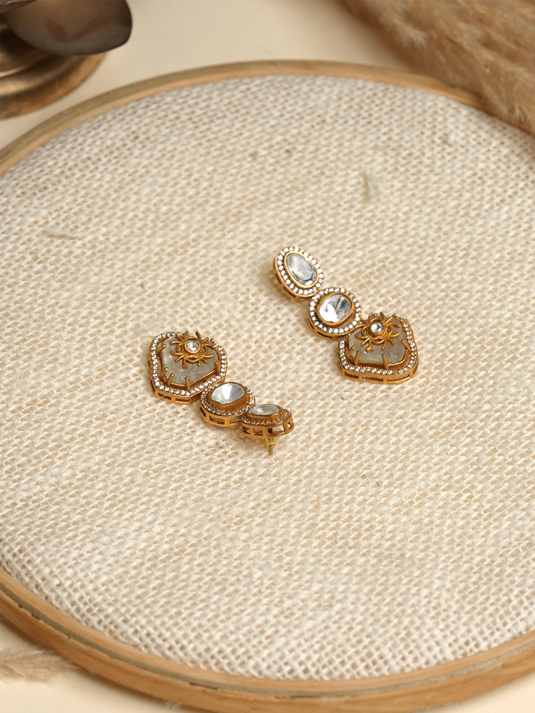 Kundan Gold Polish Earrings