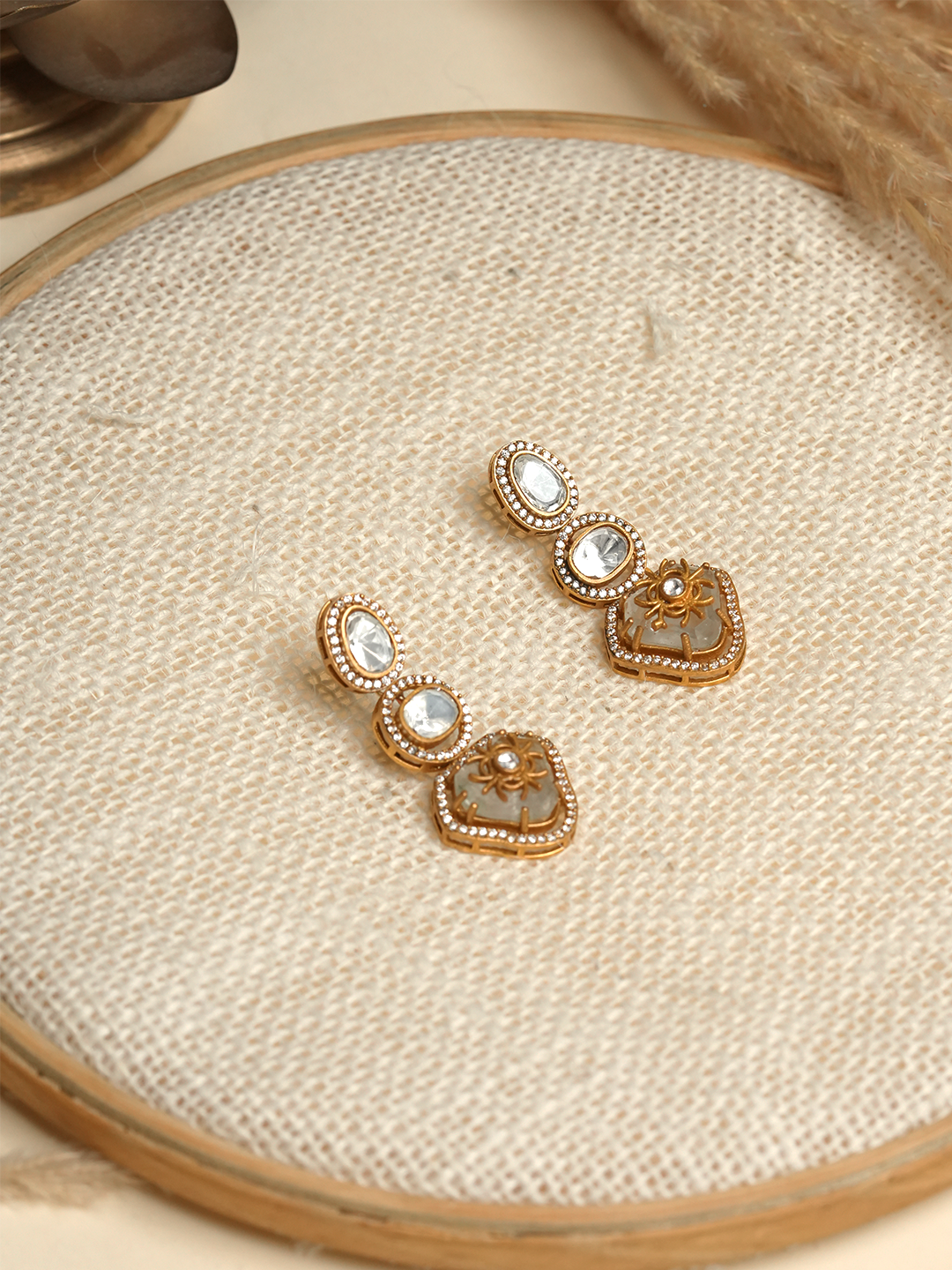 Kundan Gold Polish Earrings