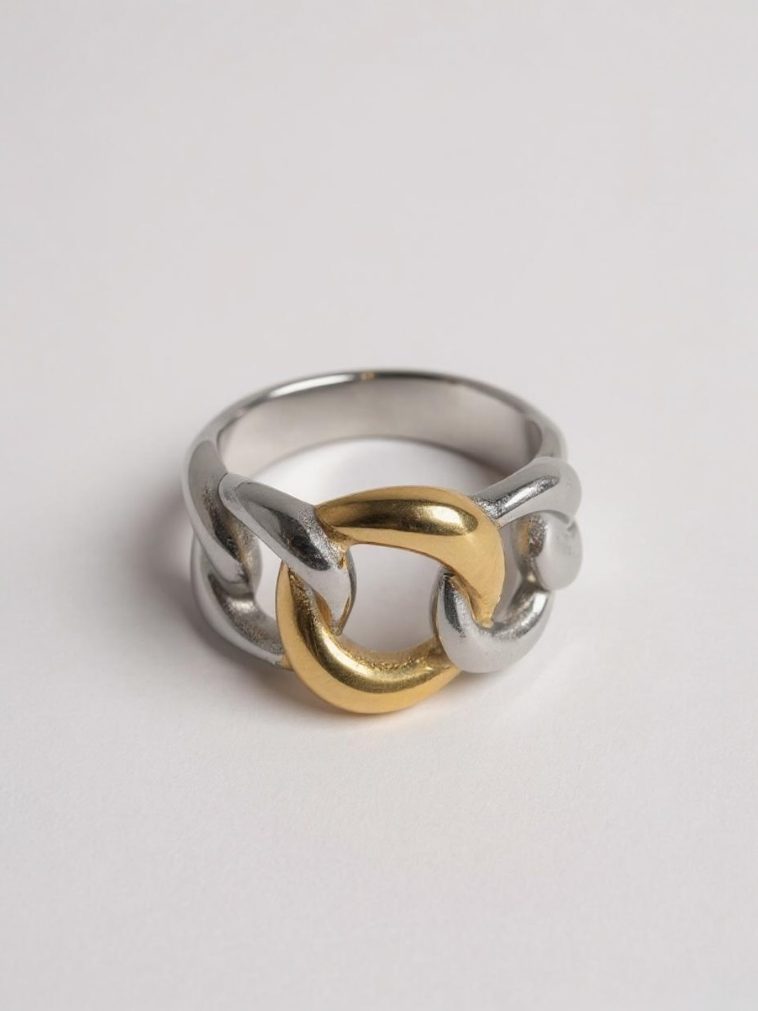 Gold and Silver Combination Twisted Hollow Ring