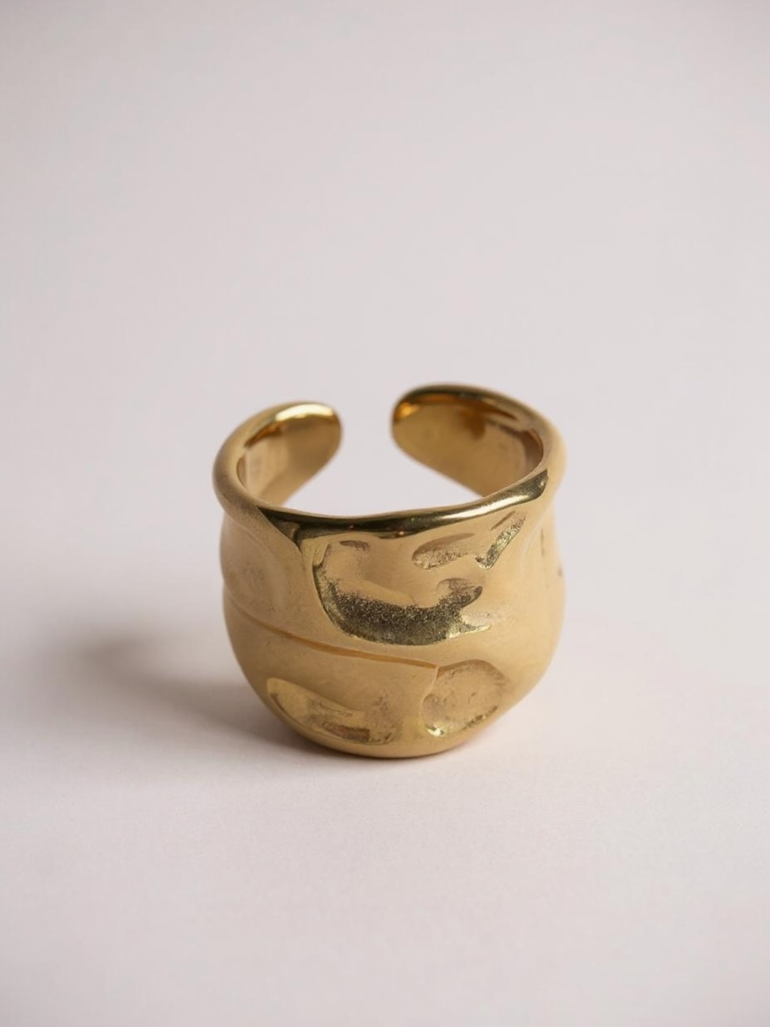 Gold Polish Statement Open Ring