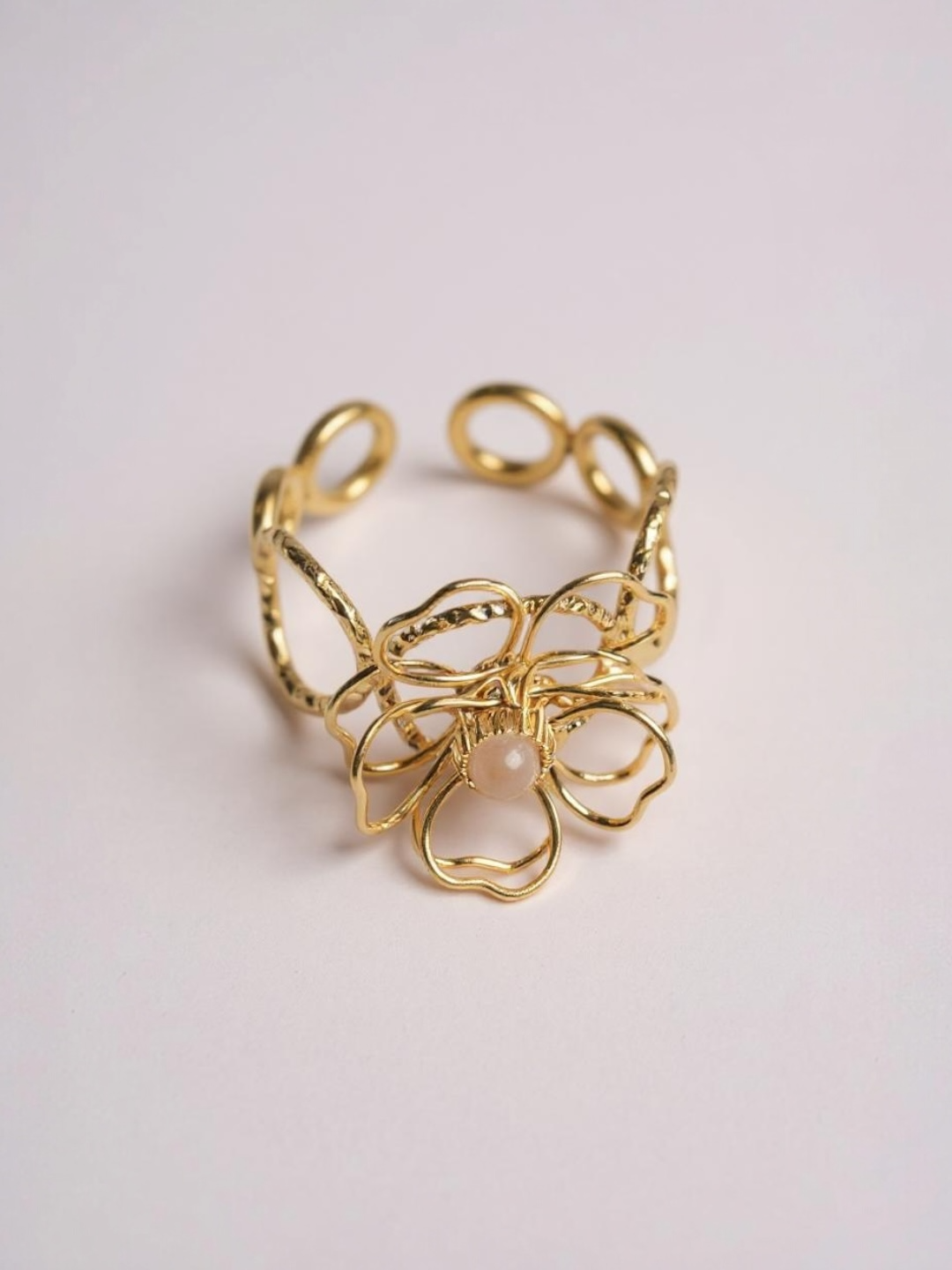 Open Adjustable Flower Ring