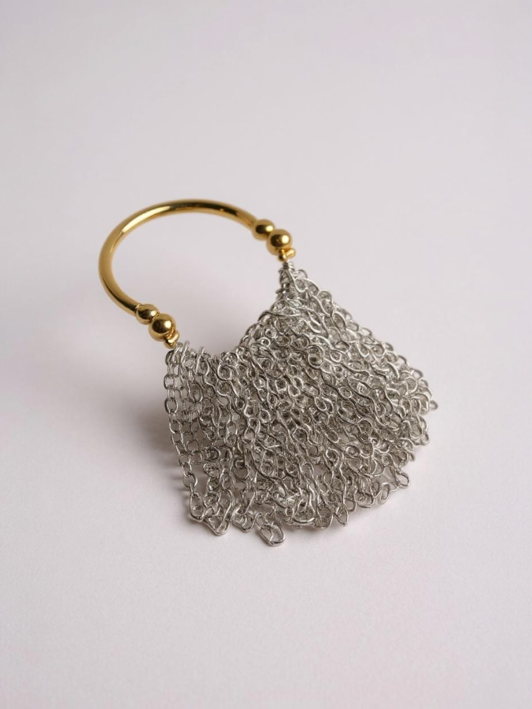 Gold and Silver Color Block Fringe Ring