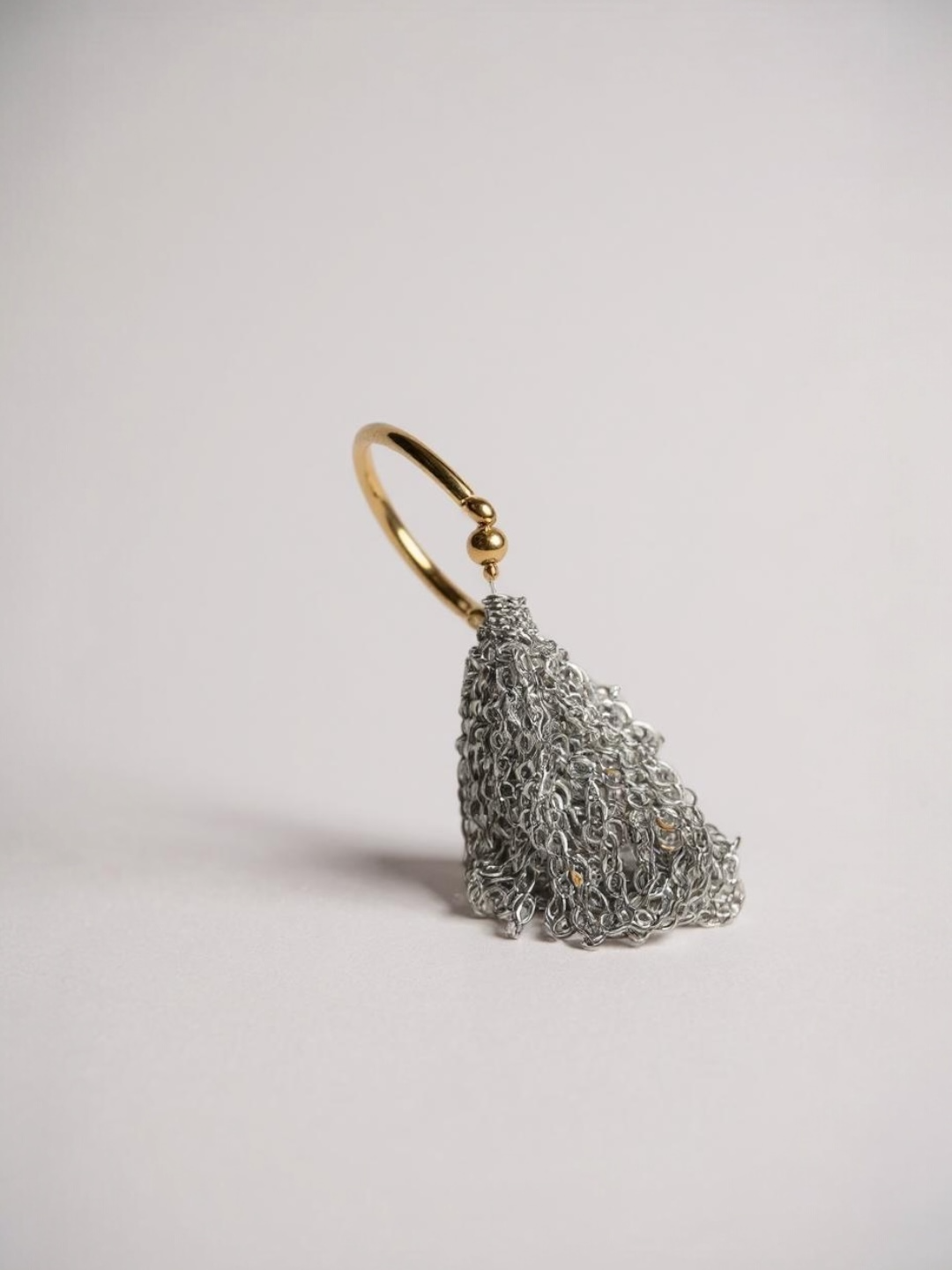 Gold and Silver Color Block Fringe Ring