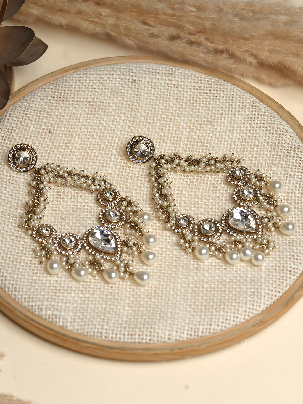 Designer Mehendi Polish Kundan Earrings