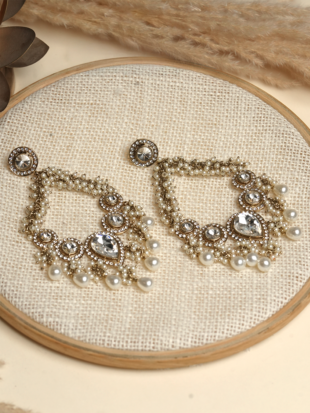 Designer Mehendi Polish Kundan Earrings