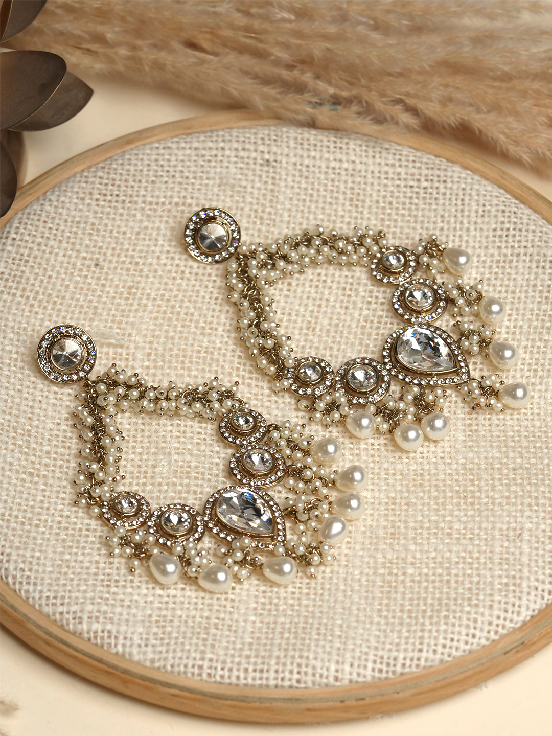 Designer Mehendi Polish Kundan Earrings
