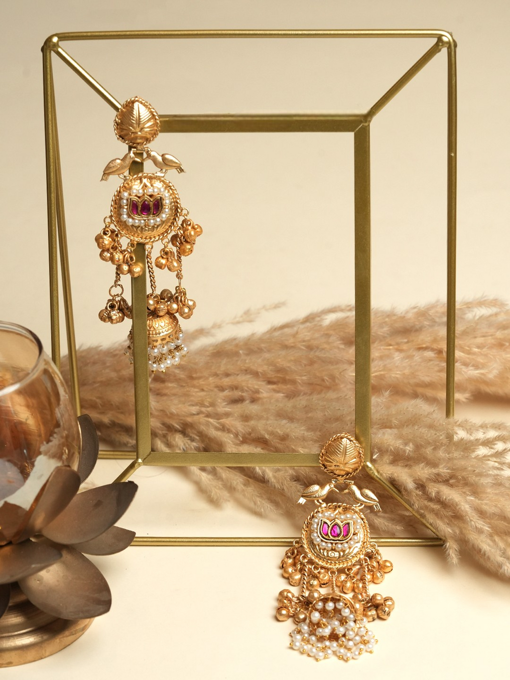 Long Peacock Design Ghungroo Jhumki