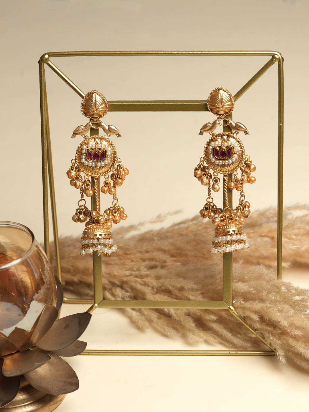 Long Peacock Design Ghungroo Jhumki