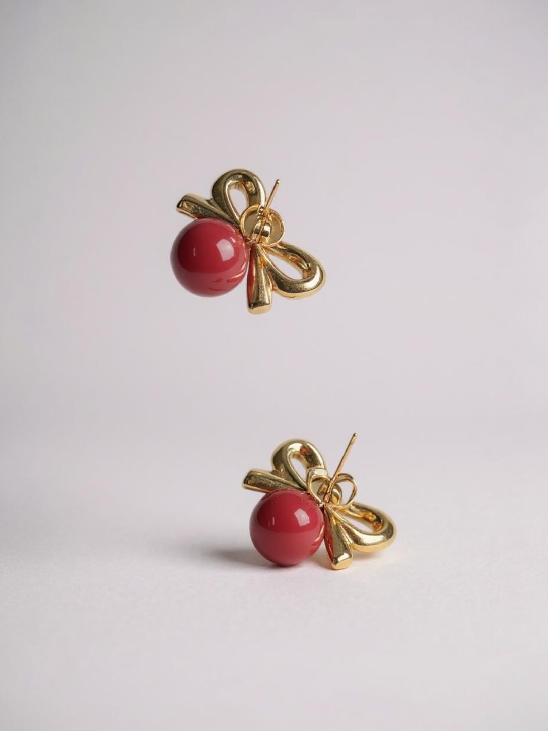 Glass Stone Pearl Bow Earrings