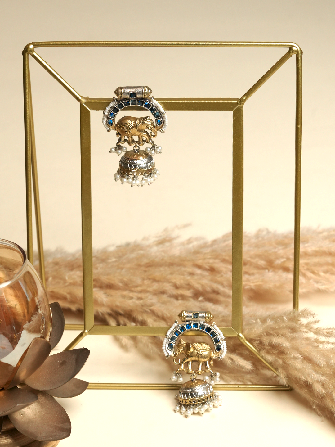 Blue Elephant Design Fusion Earrings
