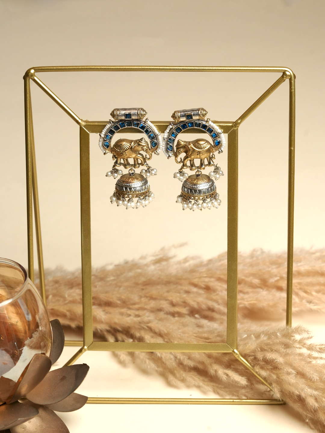 Blue Elephant Design Fusion Earrings