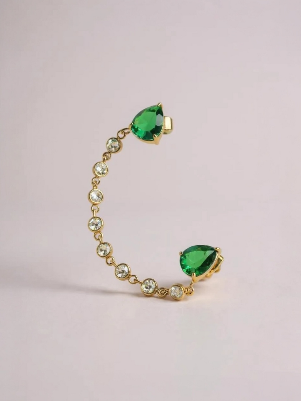 Delicate Green White Shiny Cubic Zirconia Chain Earrings