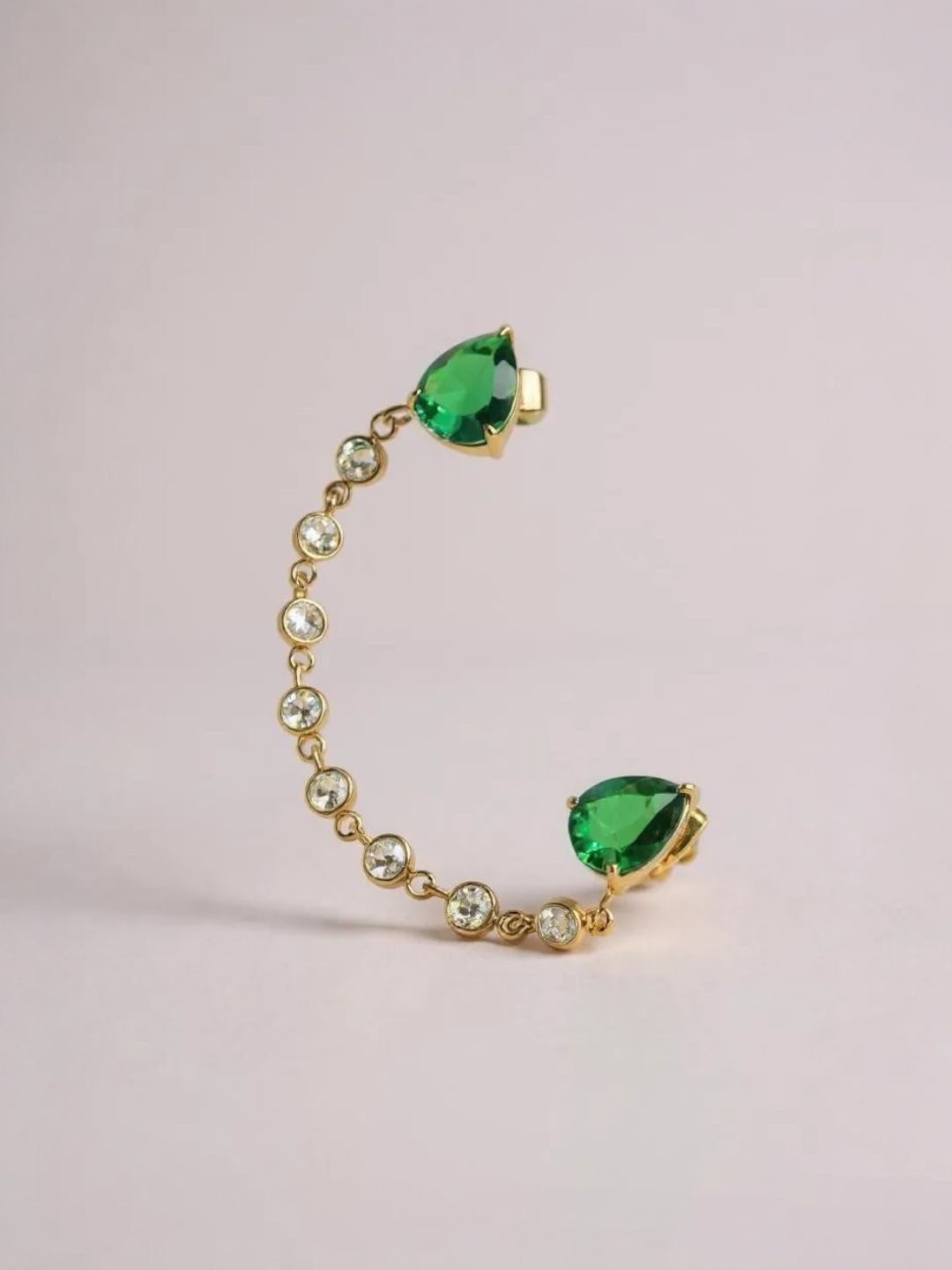Delicate Green White Shiny Cubic Zirconia Chain Earrings