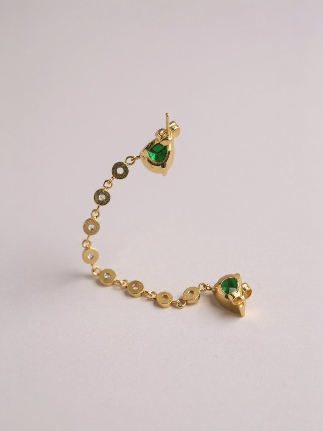 Delicate Green White Shiny Cubic Zirconia Chain Earrings