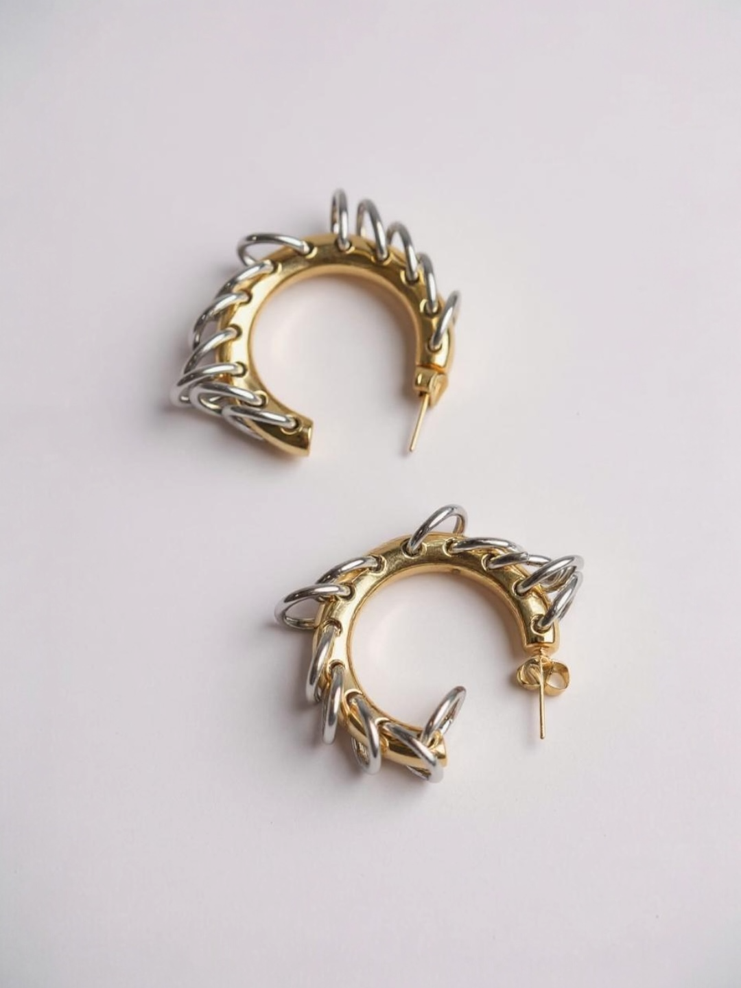 C Shaped Small Circle Mixed Color Earrings
