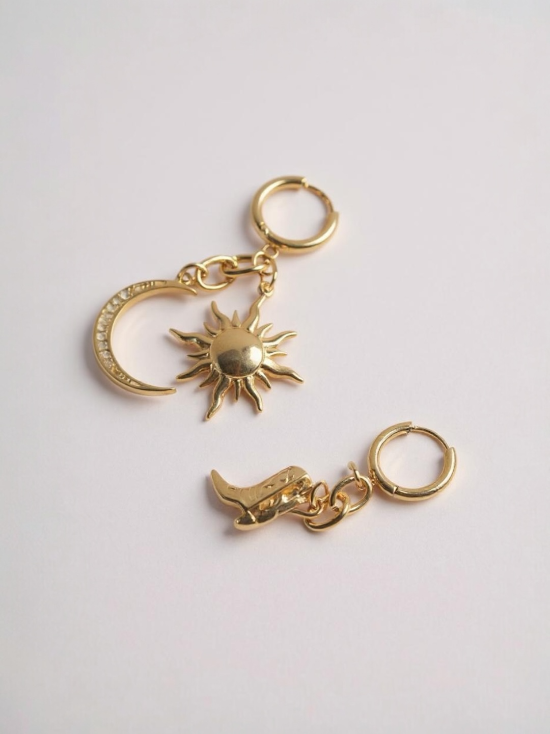 Sun and Moon Boot Drop Earrings