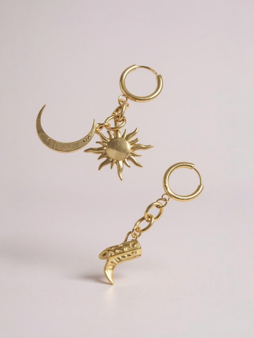 Sun and Moon Boot Drop Earrings