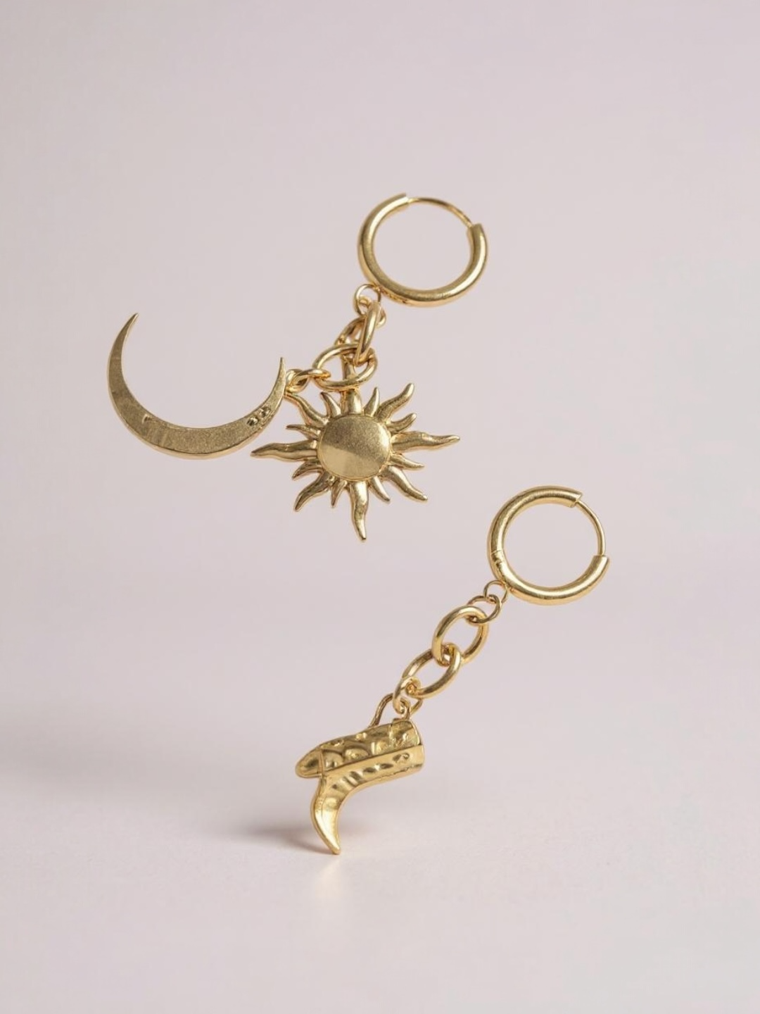 Sun and Moon Boot Drop Earrings