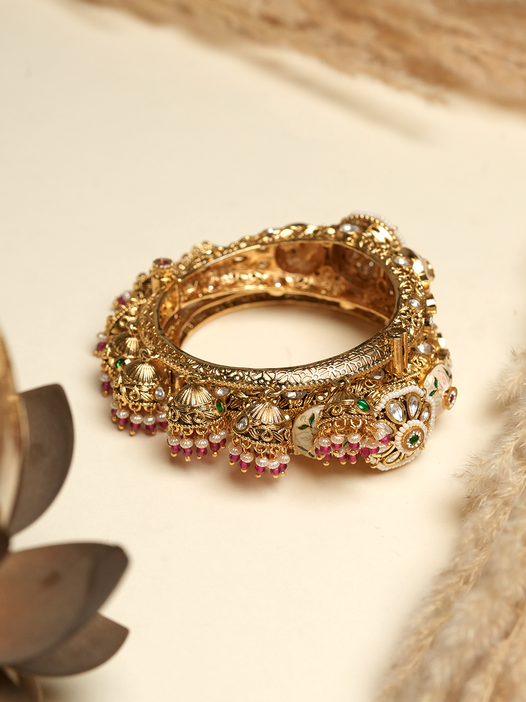 Designer Meenakari Jhumki Style Pacheli