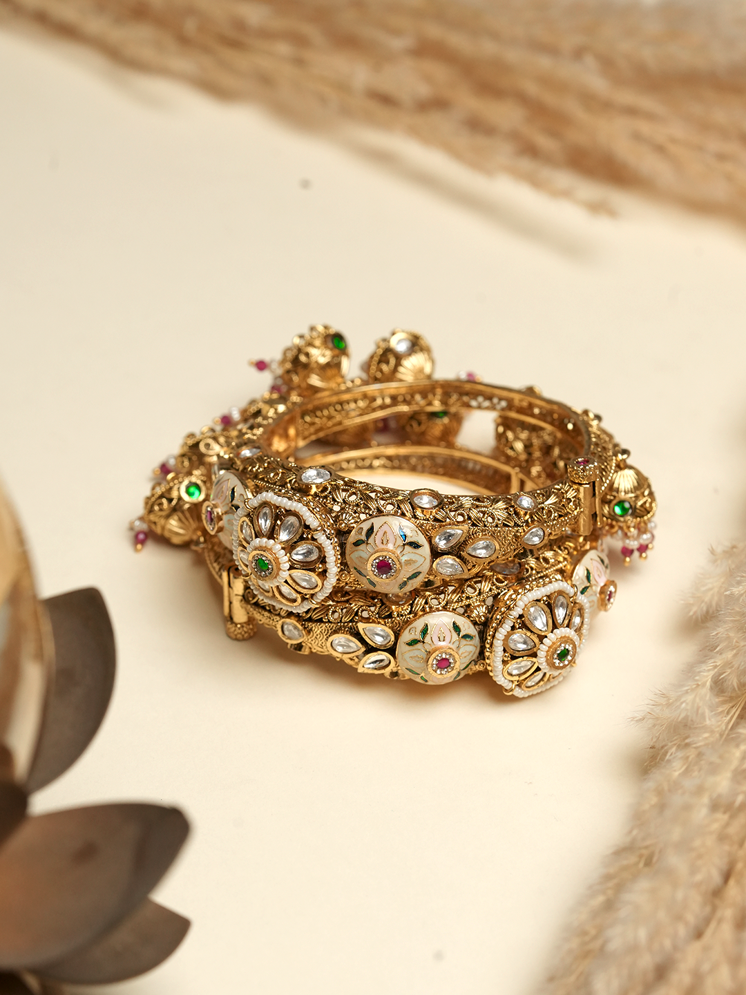 Designer Meenakari Jhumki Style Pacheli