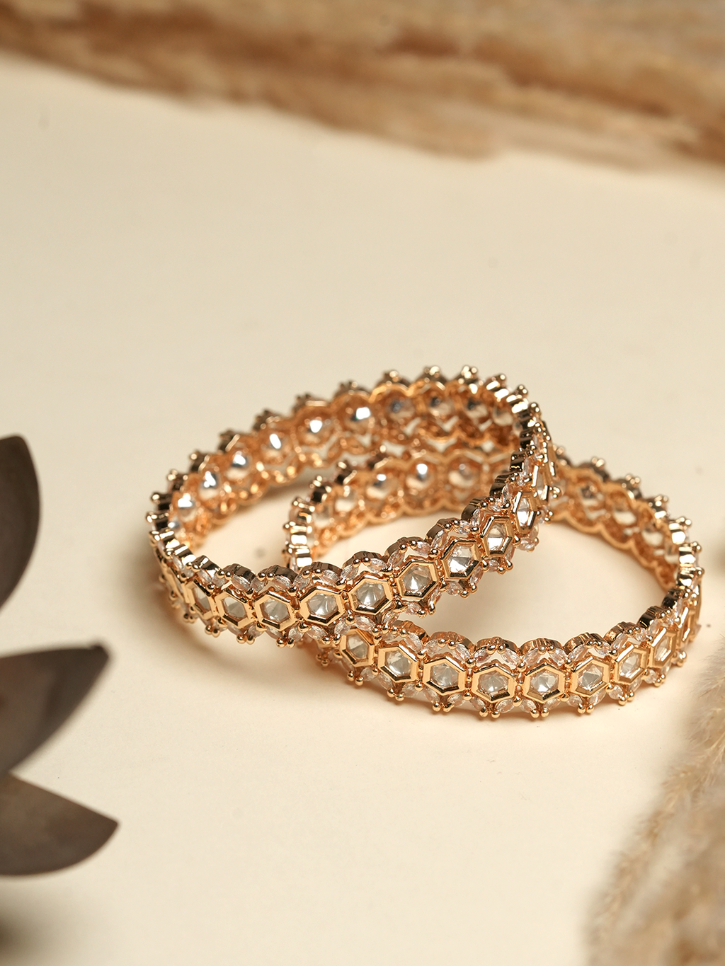 Gold Polish Kundan Bangles