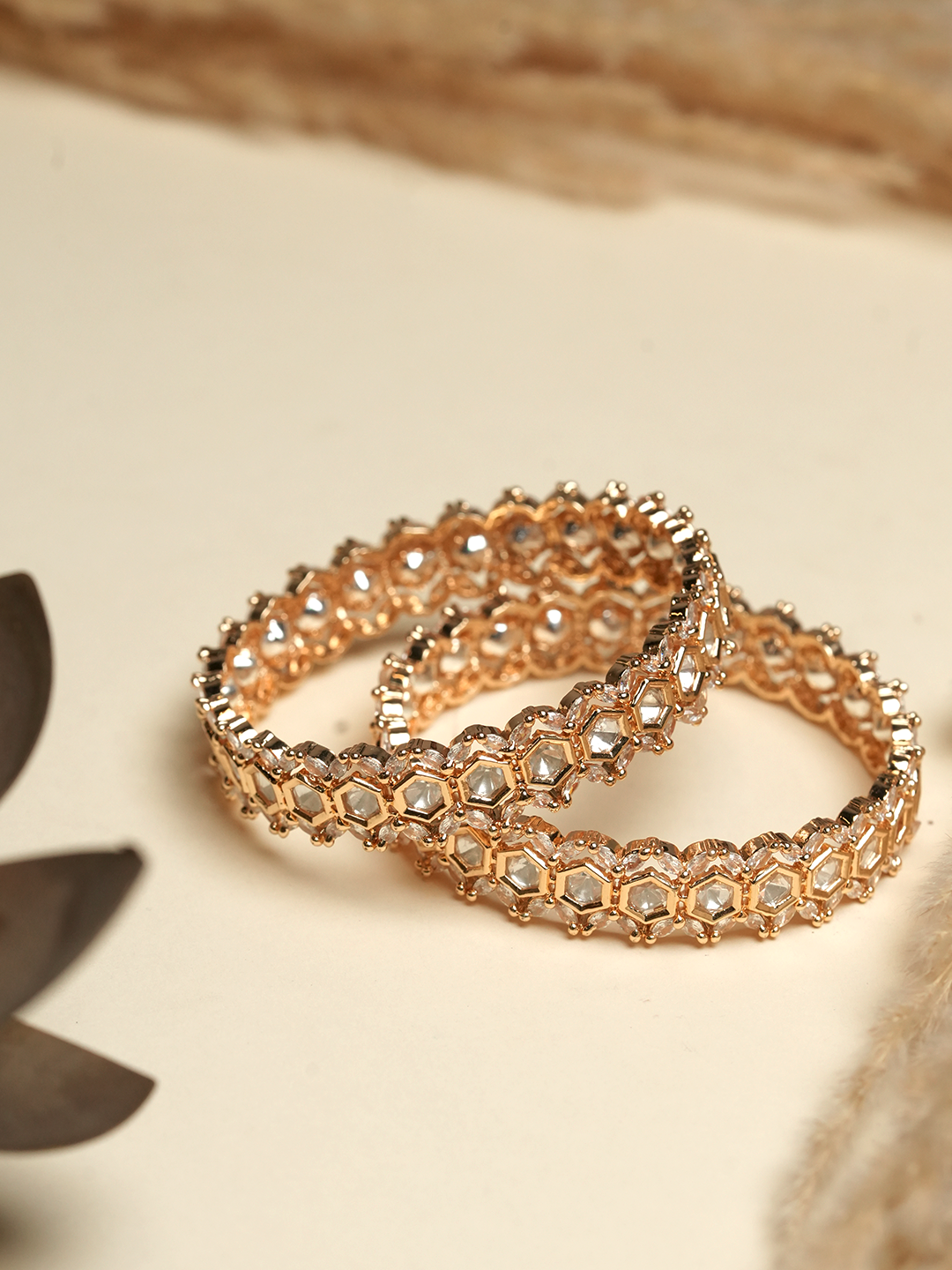 Gold Polish Kundan Bangles