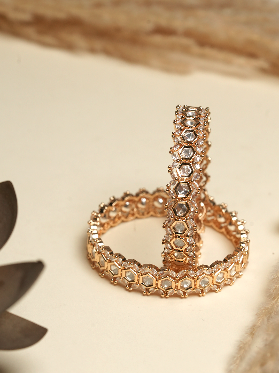 Gold Polish Kundan Bangles